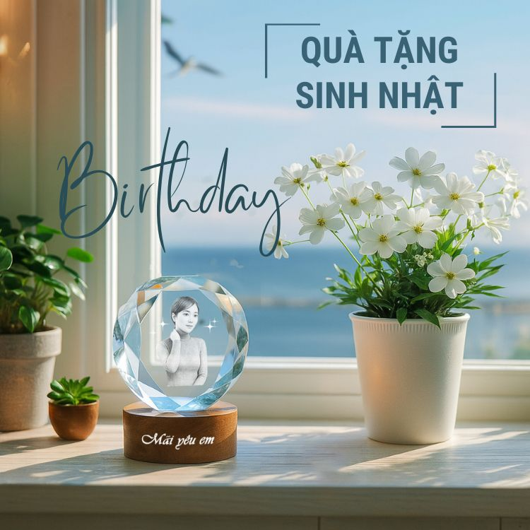 Quà tặng sinh nhật bằng pha lê khắc 3D